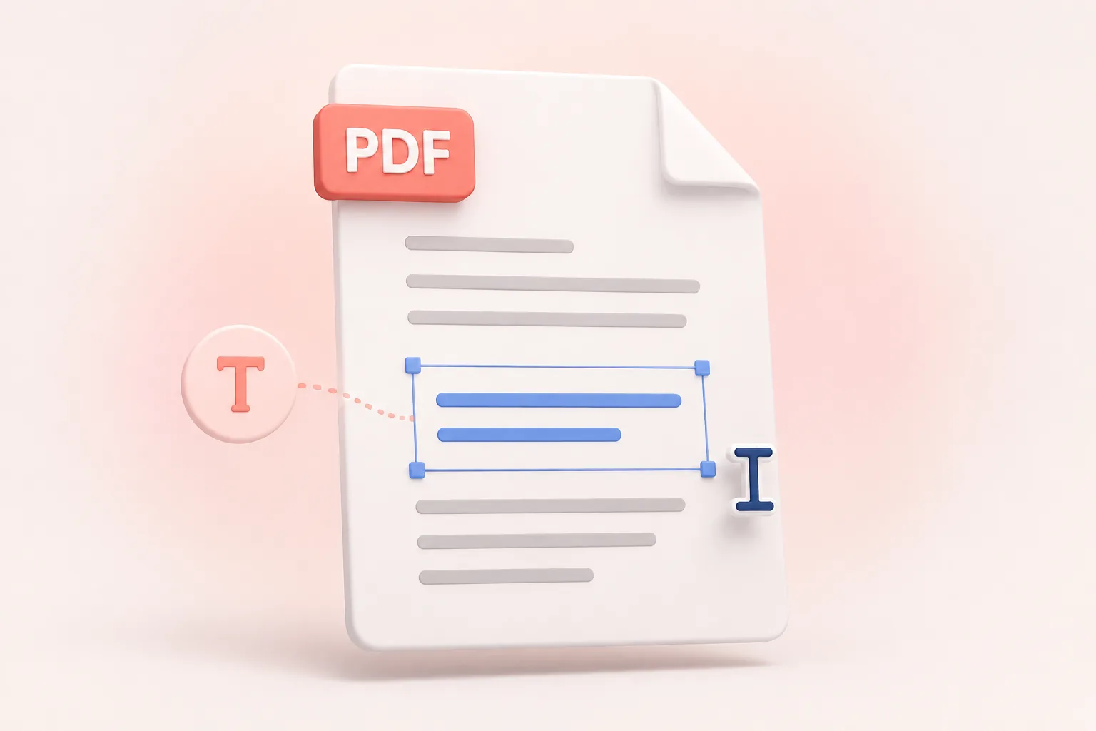 A movable text box being positioned on a PDF document