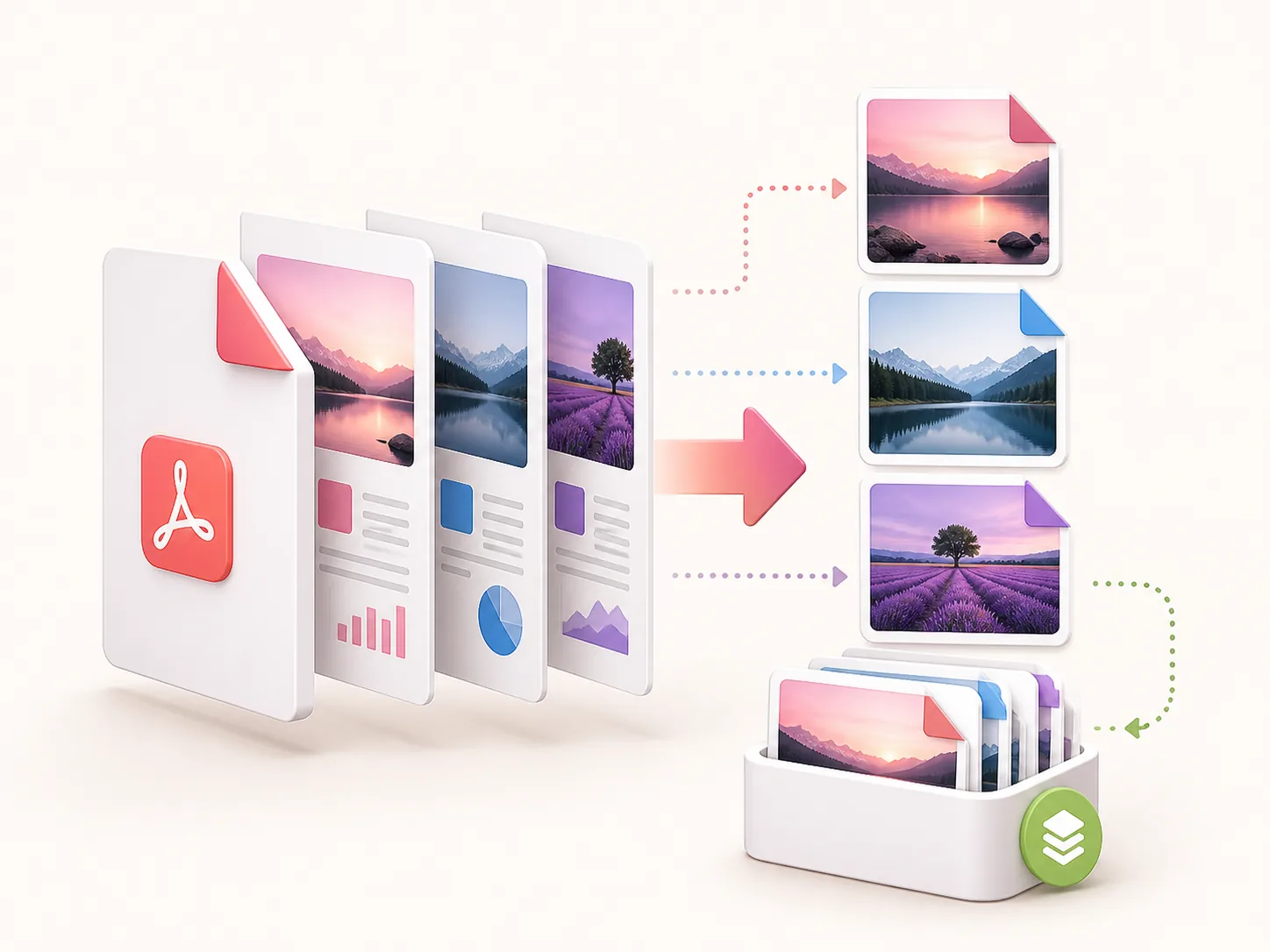 A multi-page PDF being converted into separate JPG page images